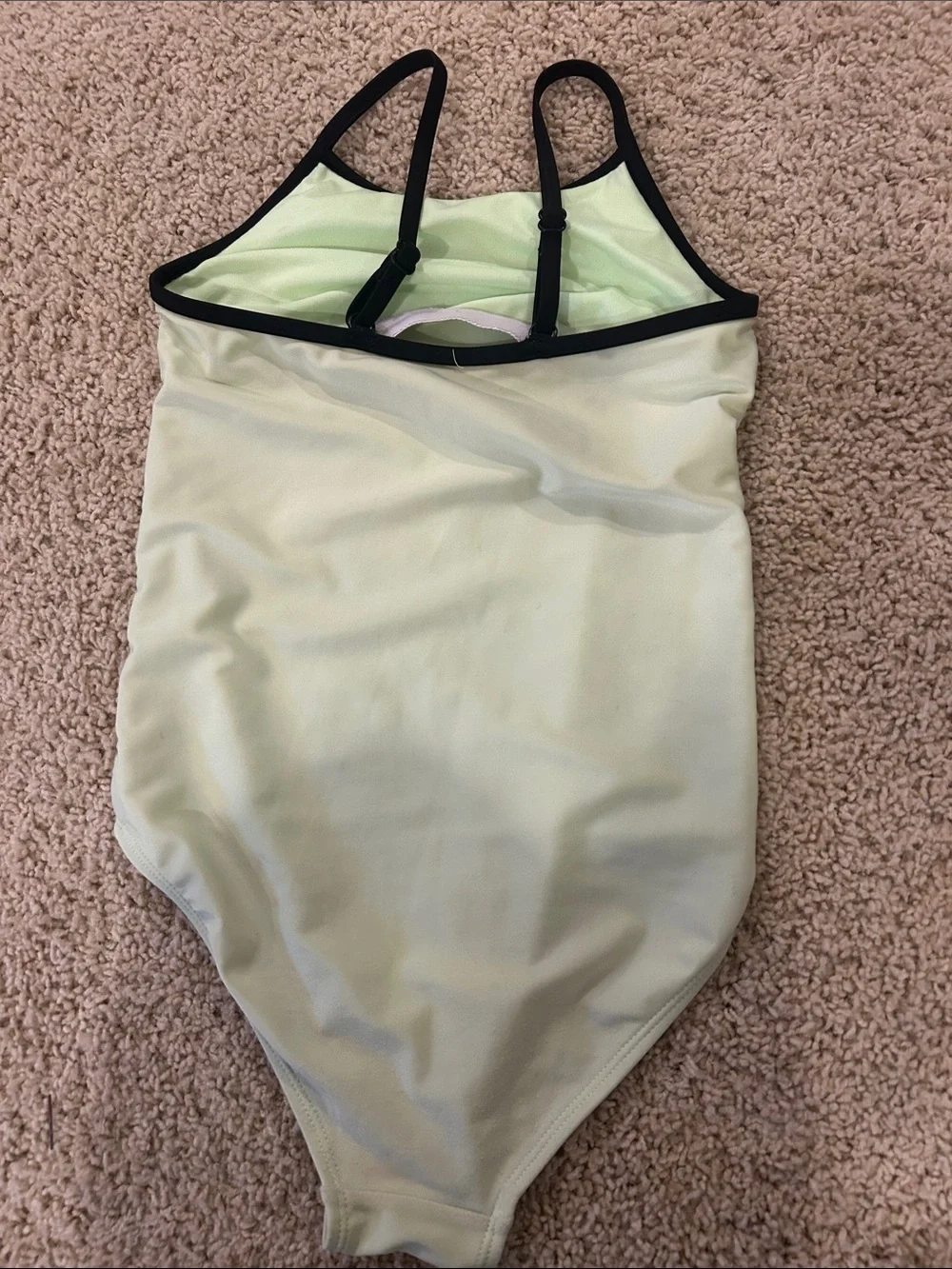 Justice Light Green One-Piece Swimsuit with Black Trim